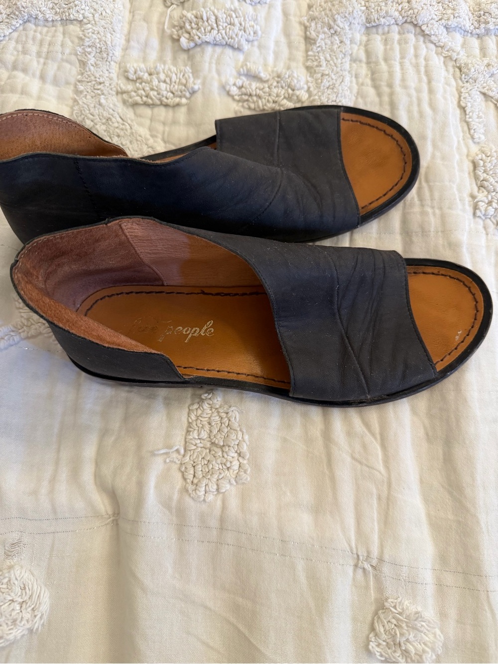 Free People Black Mont Blanc leather flats